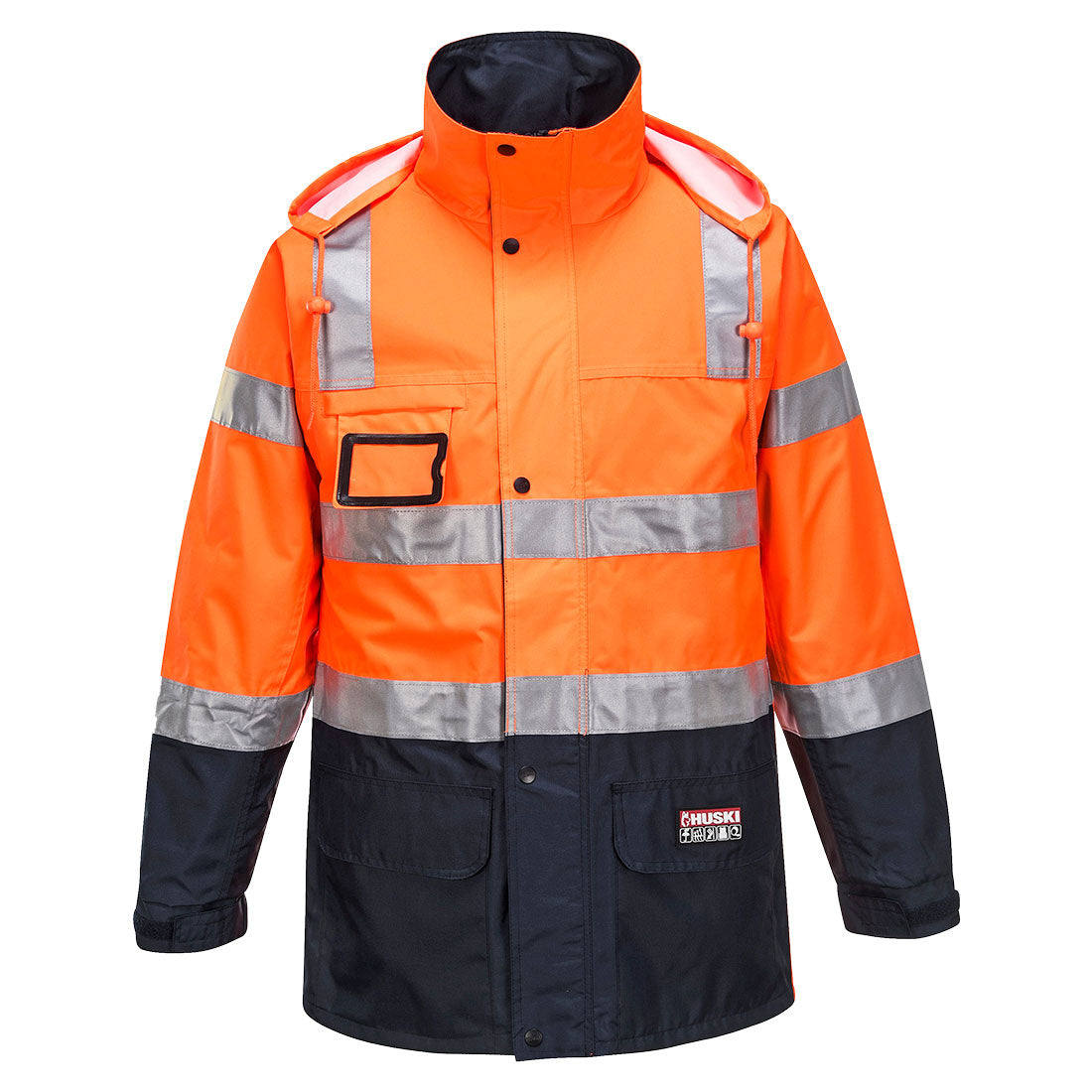 K8095 - Huski Transit Hi-Vis Rain Jacket in Orange/Navy
