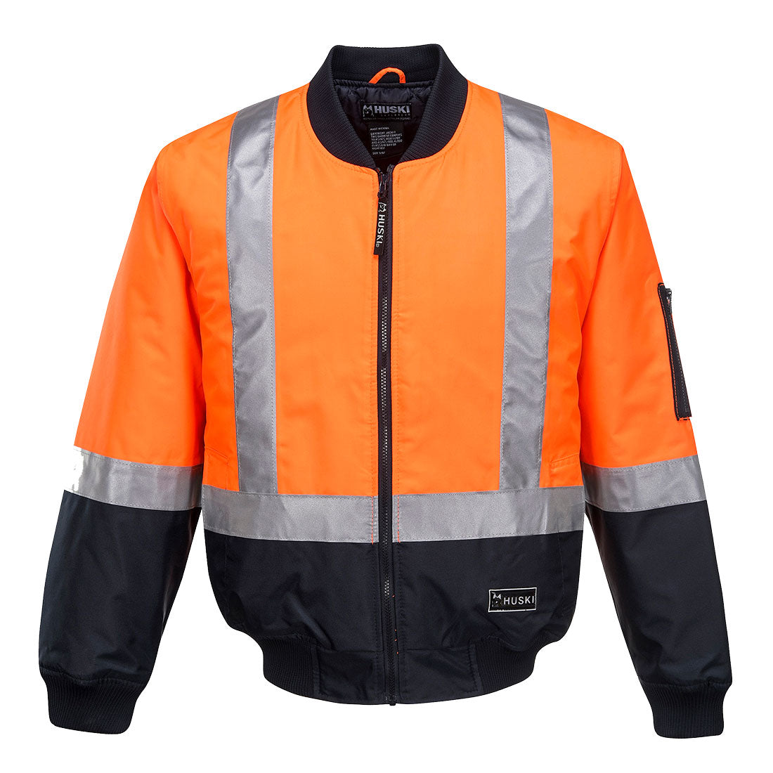 K8131 - Huski Hi-Vis Winter Bomber Jacket in Orange/Navy