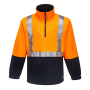 K8162 - Huski Utility Hi-Vis Contrast 1/4 Zip Polar Fleece in Orange/Navy