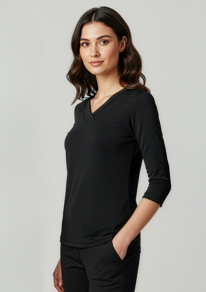 K819LT Womens Lana 3/4 Sleeve Top - Black