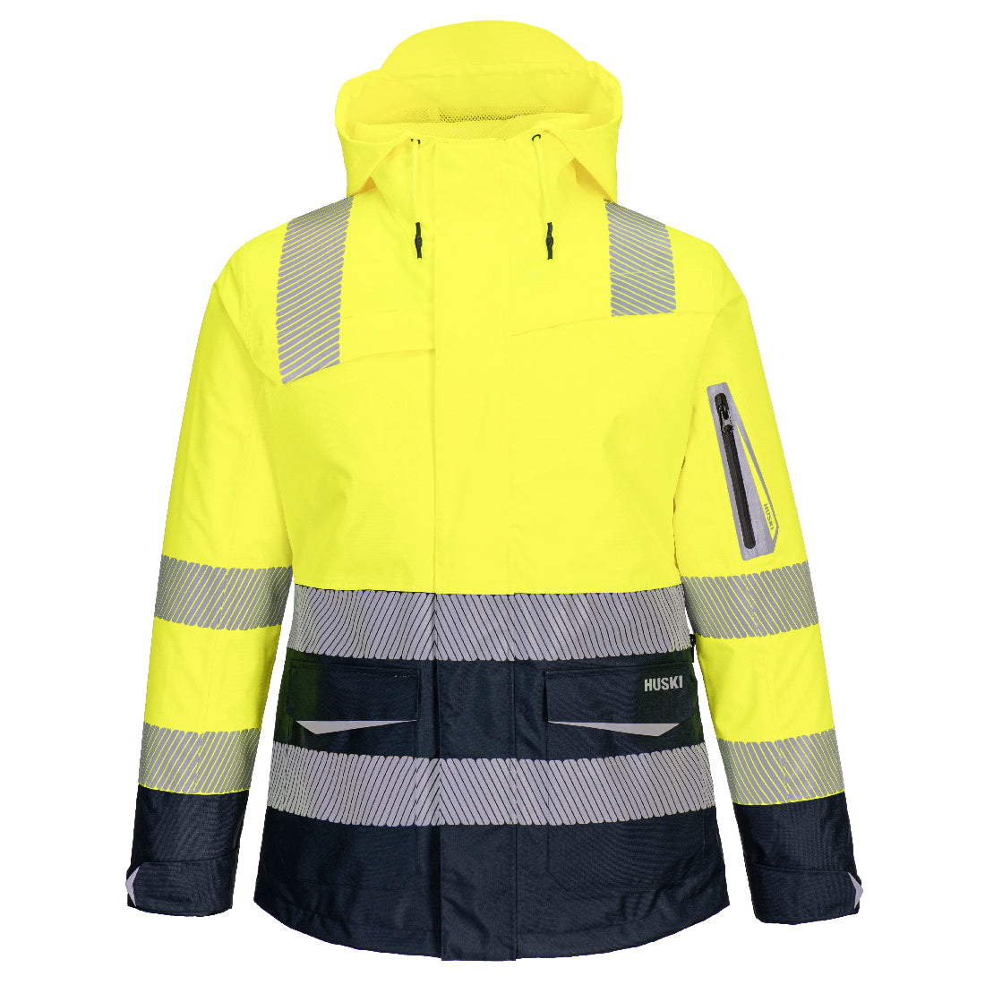 K8202 - Huski Hi-Vis Women's Contrast Rain Jacket in Yellow/Navy