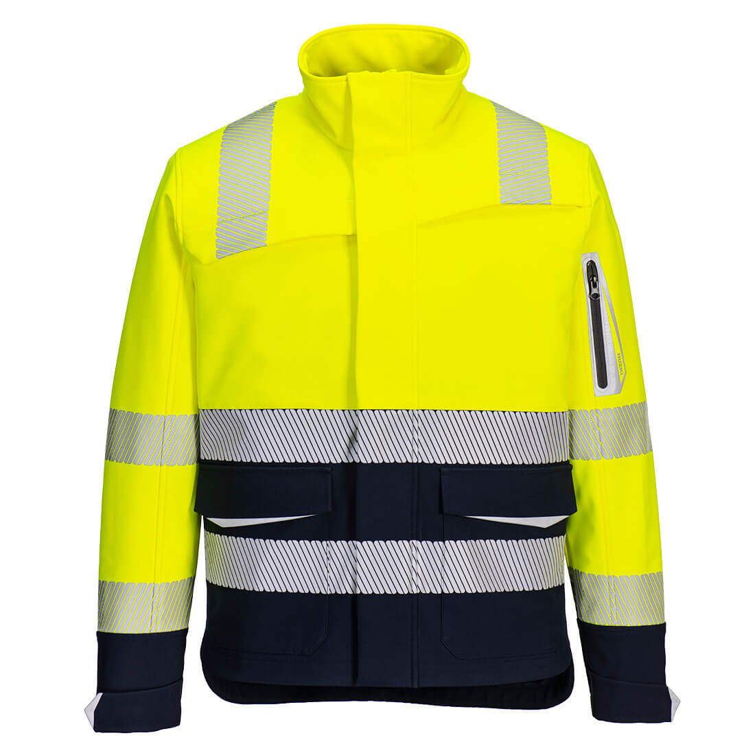 K8280 - Huski Hi-Vis Contrast Softshell 3L in Yellow/Navy