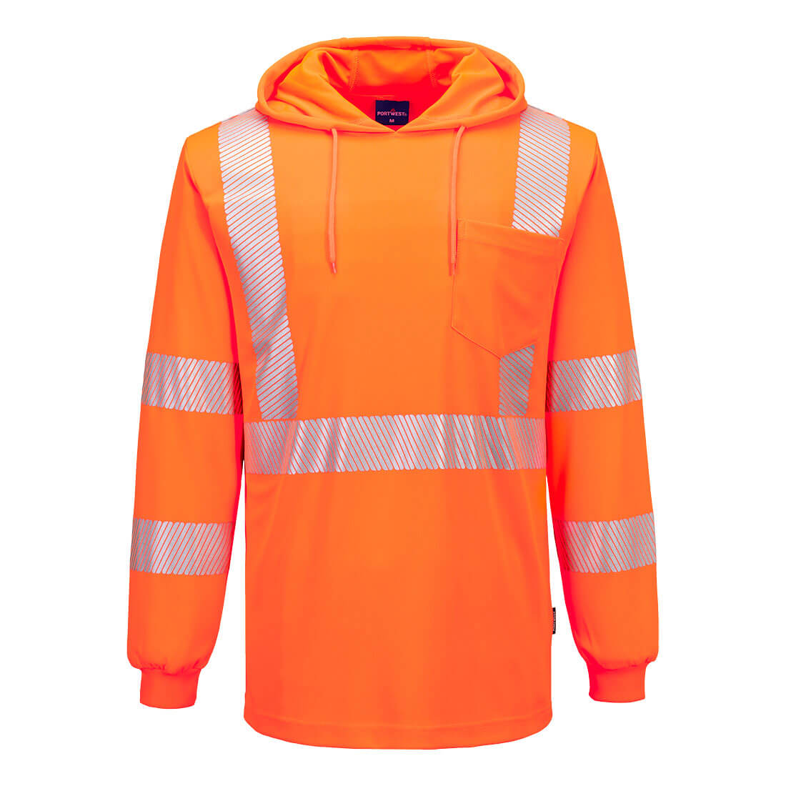L042 - Hi-Vis Lightweight Hooded T-Shirt L/S in Orange