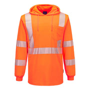 L042 - Hi-Vis Lightweight Hooded T-Shirt L/S in Orange