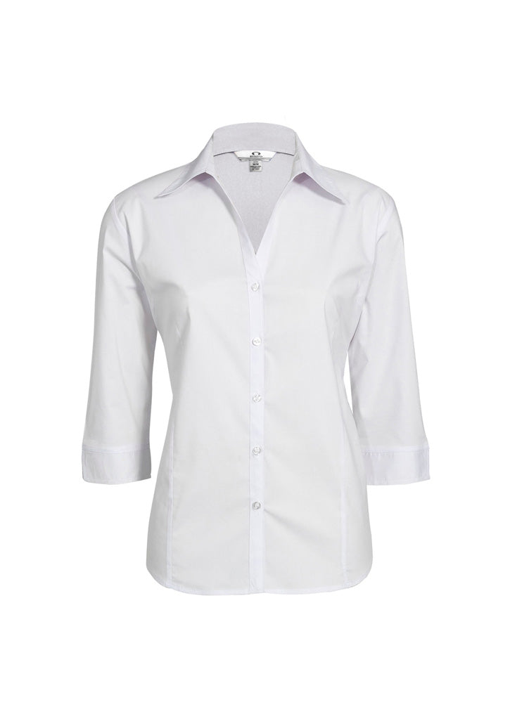LB7300 Womens Metro 3/4 Sleeve Shirt - White