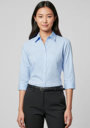 LB8200 Womens Micro Check 3/4 Sleeve Shirt - Sky