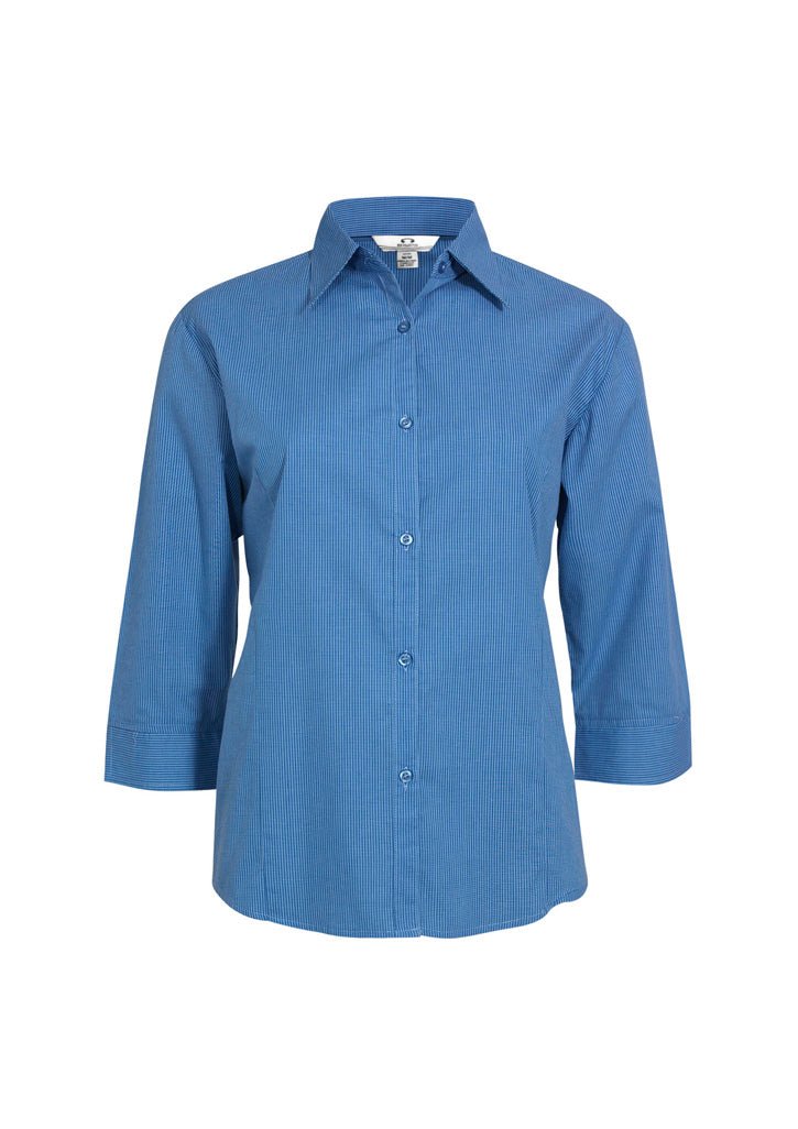 LB8200 Womens Micro Check 3/4 Sleeve Shirt - Mid Blue