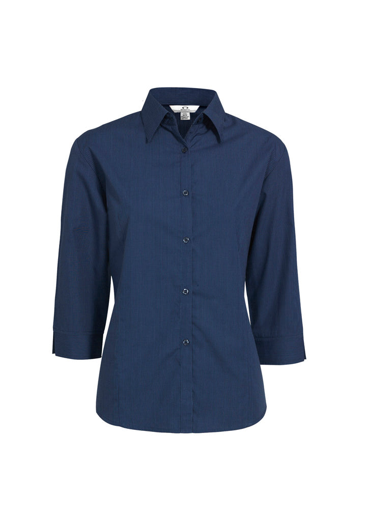 LB8200 Womens Micro Check 3/4 Sleeve Shirt - Navy