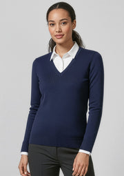 LP3506 Womens V-Neck Knit Pullover - Navy