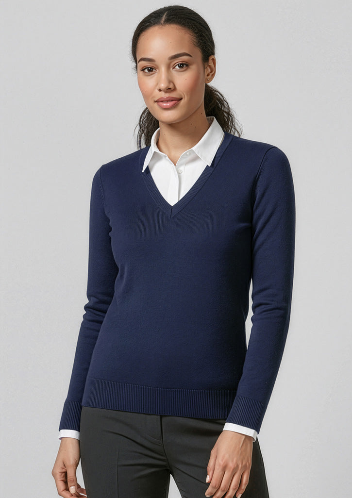 LP3506 Womens V-Neck Knit Pullover - Navy
