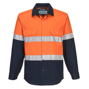 MA101 - Hobart Hi-Vis Contrast Shirt L/S in Orange/Navy