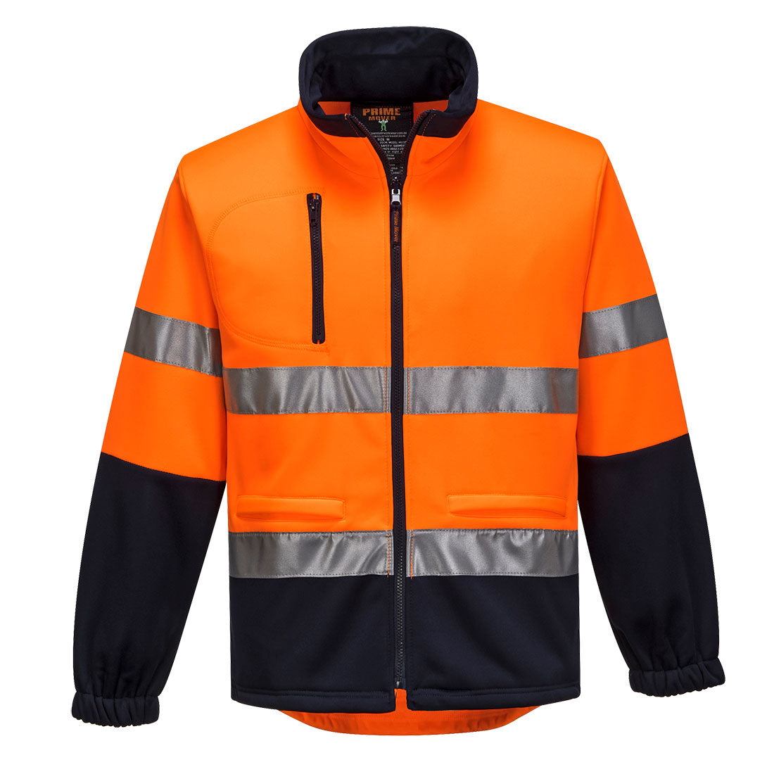 MA315 - Hi-Vis Water Repellent Contrast Zipped Brush Fleece in Orange/Navy