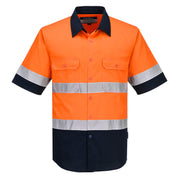 MA402 - Industrial Hi-Vis Lightweight Contrast Shirt S/S in Orange/Navy