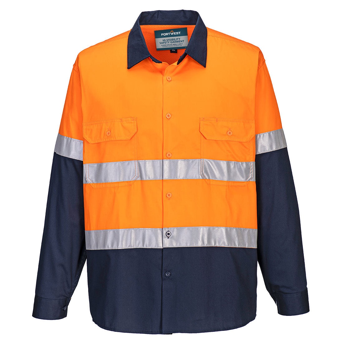 MA801 - Hobart Hi-Vis Lightweight Contrast Shirt L/S in Orange/Navy