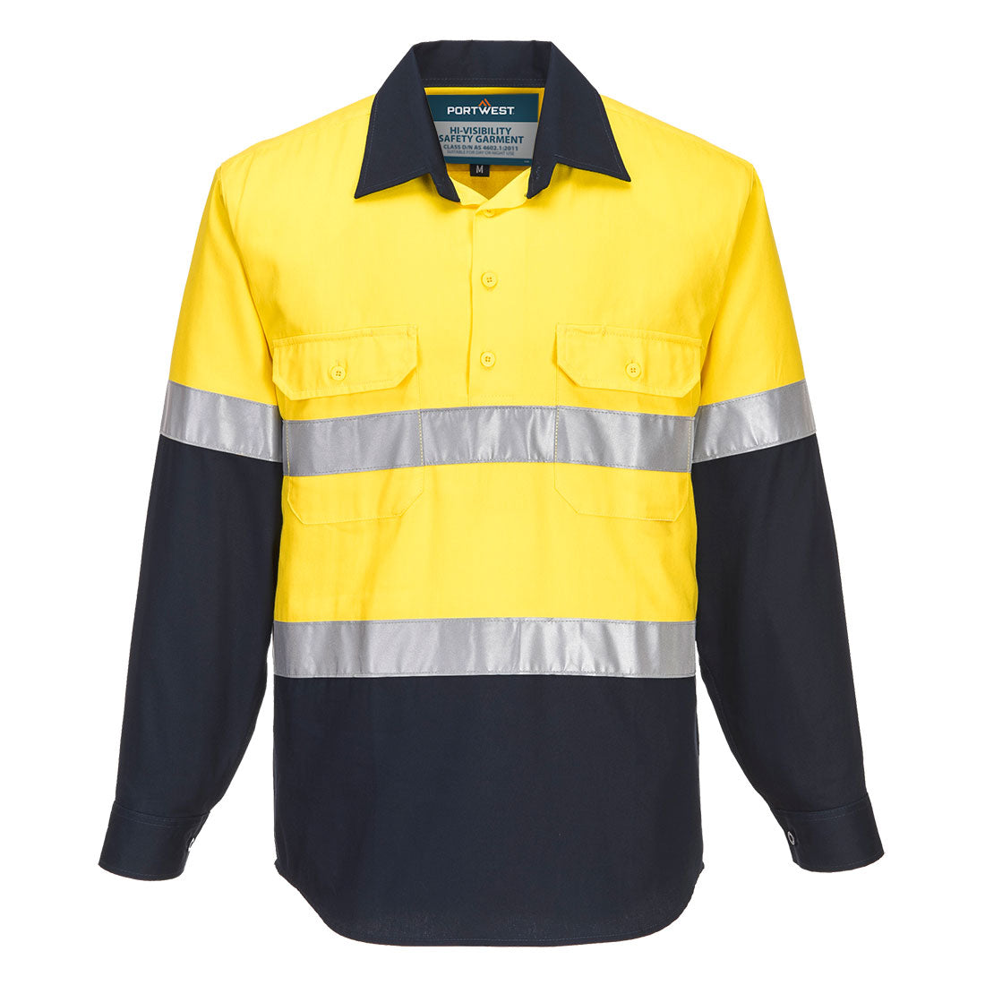 MC101 - Hobart Hi-Vis Contrast 1/2 Button Shirt L/S