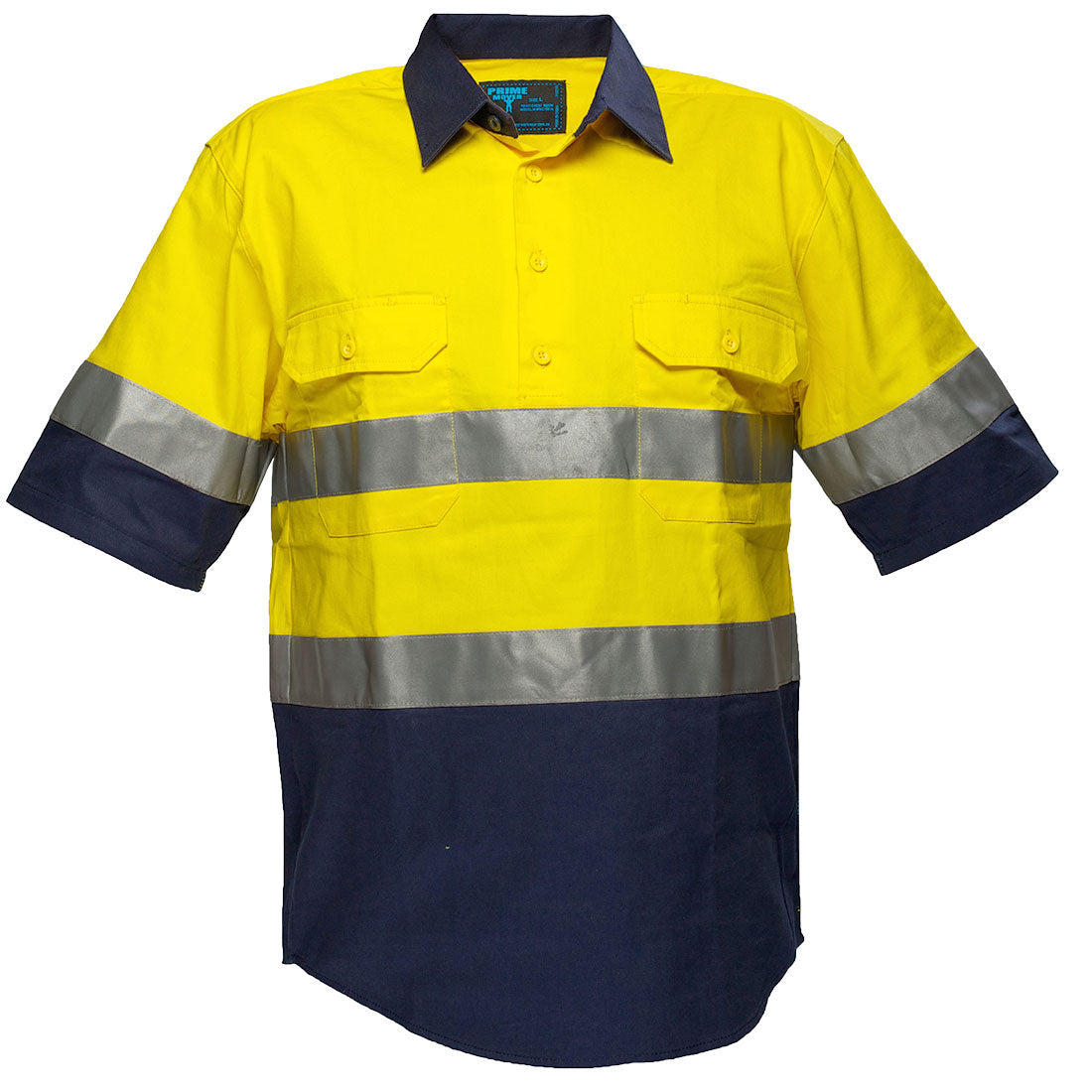 MC102 - Hi-Vis Two Tone Regular Weight Short Sleeve Closed Front Shirt with Tape