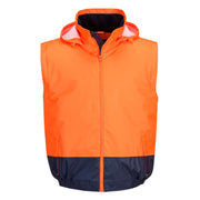 MC464 - Hi-Vis Essential 2-in-1 Bomber Jacket in Orange/Navy