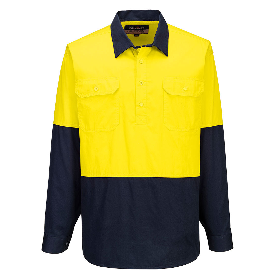 MC801 - Canberra Hi-Vis Lightweight Contrast 1/2 Button Class D Shirt L/S