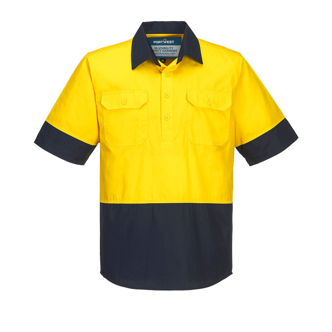 MC802 - Canberra Hi-Vis Lightweight Contrast 1/2 Button Class D Shirt S/S