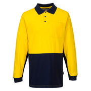 MD619 - Long Sleeve Cotton Pique Polo in Yellow/Navy