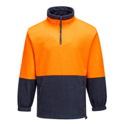 MF115 - Hi-Vis Contrast 1/4 Zip Class D Polar Fleece in Orange/Navy