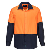 MF150 - Westport Hi-Vis Lightweight Contrast Class D Shirt L/S in Orange/Navy