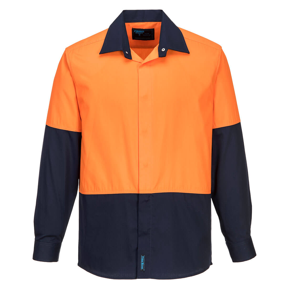 MF150 - Westport Hi-Vis Lightweight Contrast Class D Shirt L/S in Orange/Navy