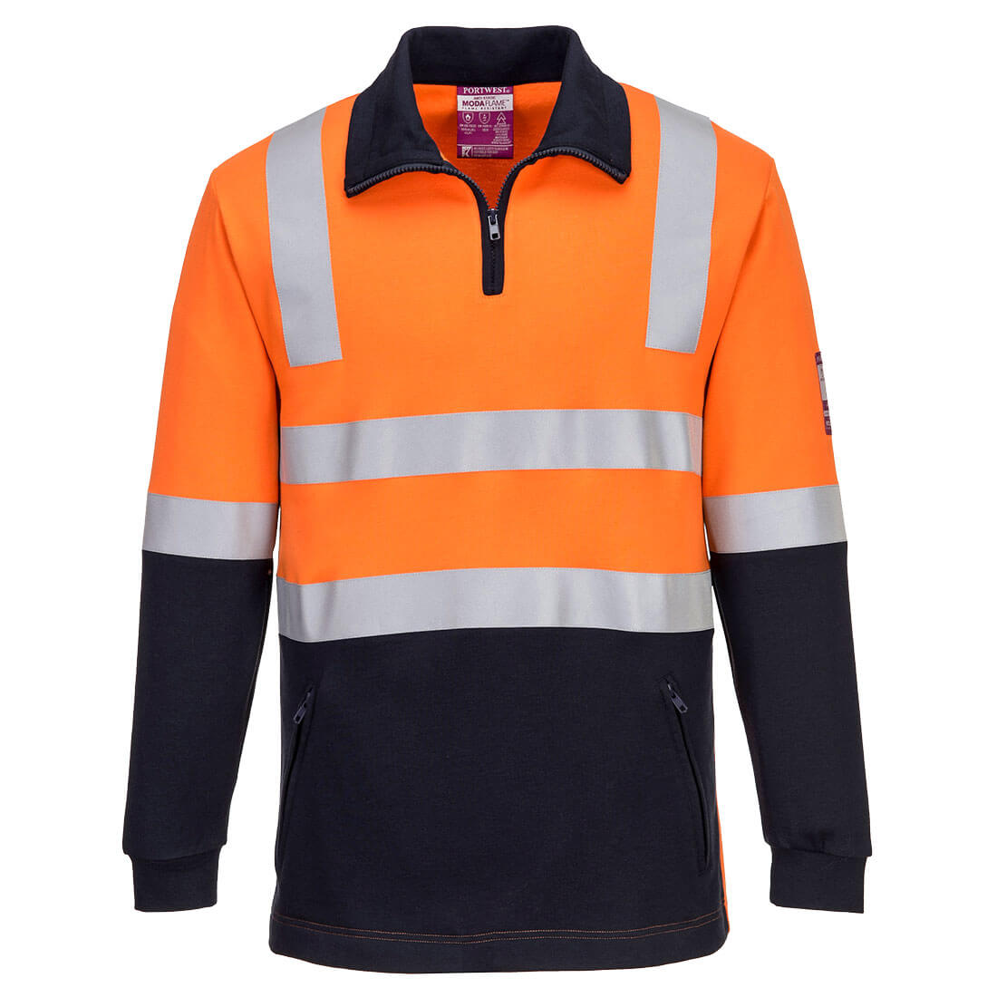 MF202 - Modaflame FR Class D/N Brushed Fleece in Orange/Navy