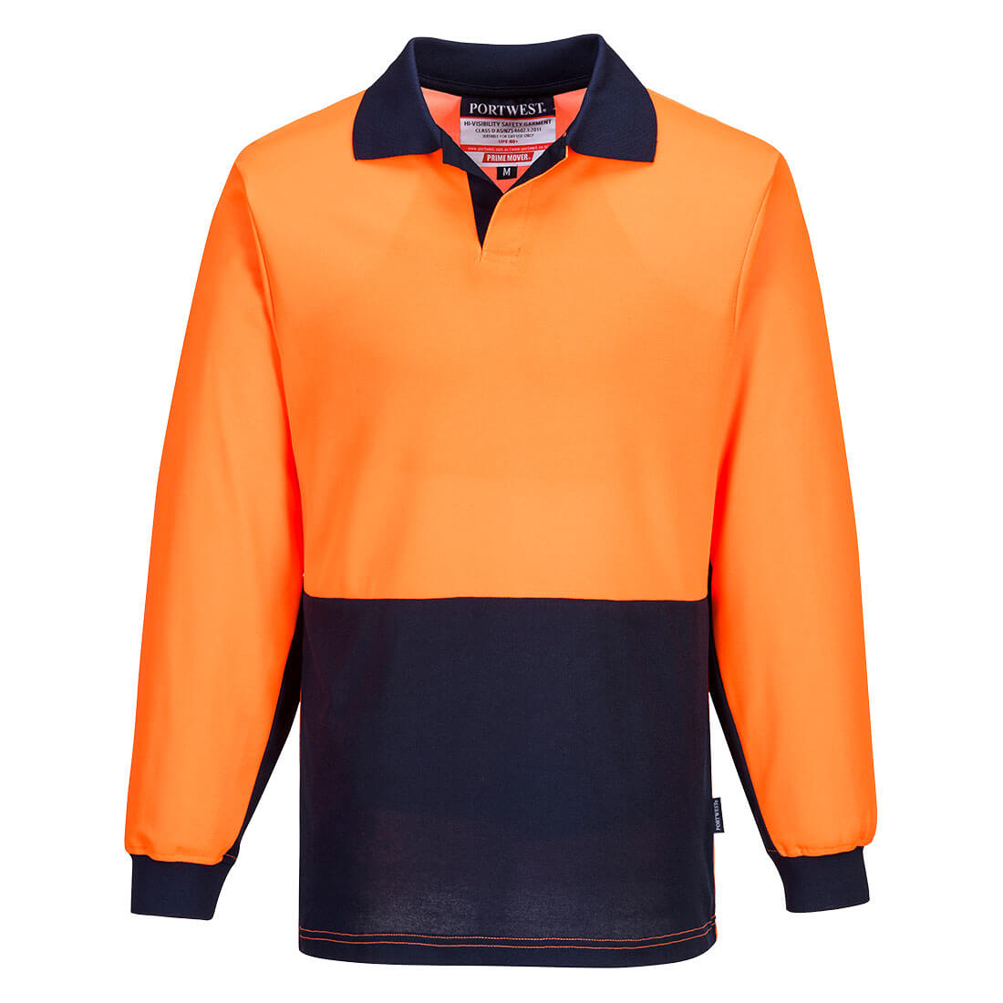 MF213 - Hi-Vis Cotton Comfort Contrast Class D Polo Shirt L/S in Orange/Navy