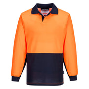 MF213 - Hi-Vis Cotton Comfort Contrast Class D Polo Shirt L/S in Orange/Navy