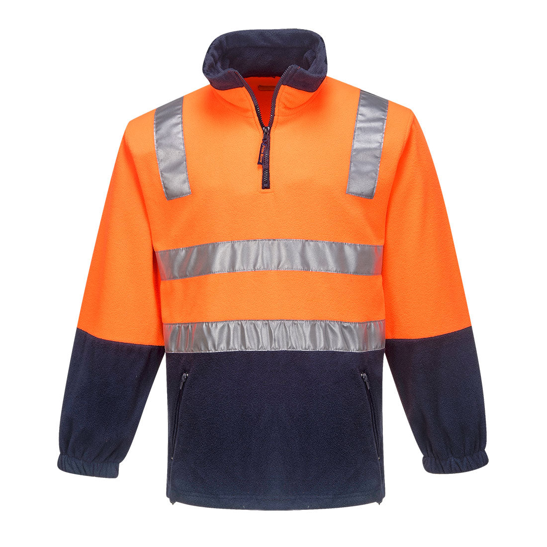 MF215 - Hi-Vis Contrast 1/4 Zip Polar Fleece in Orange/Navy