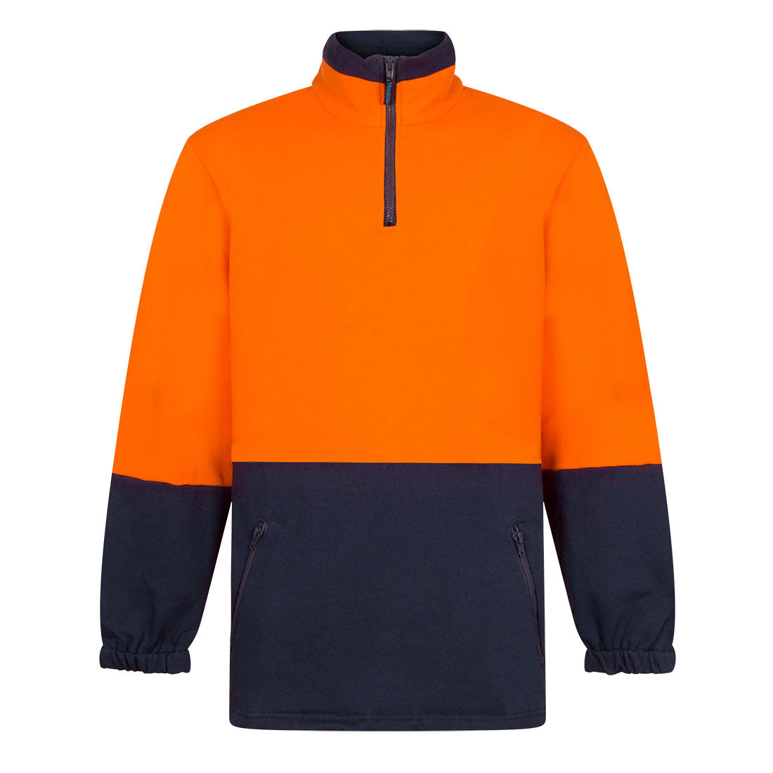 MF515 - Hi-Vis Contrast 1/4 Zip Class D Brush Fleece in Orange/Navy