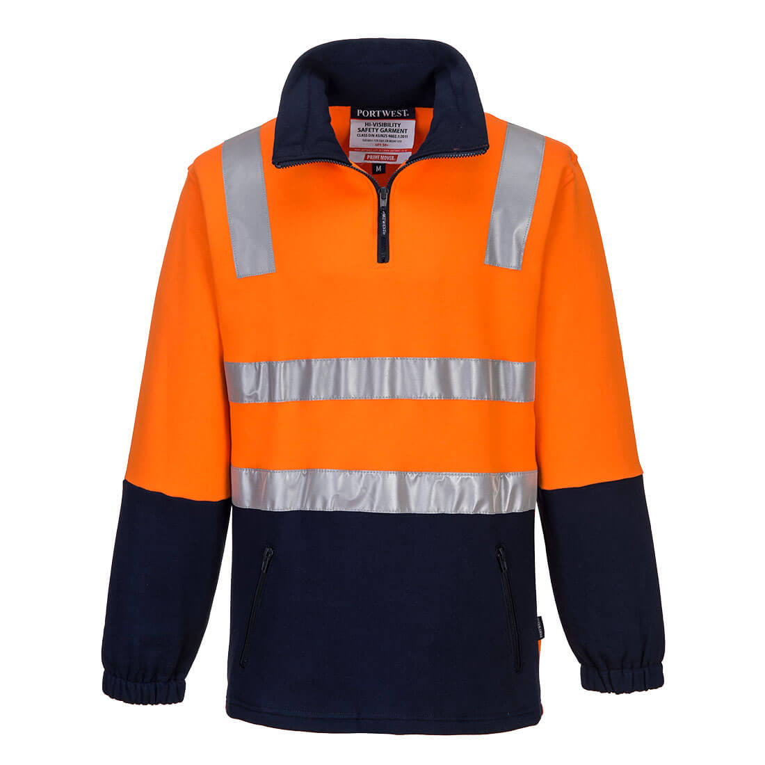 MF615 - Hi-Vis Contrast 1/4 Zip Brush Fleece in Orange/Navy