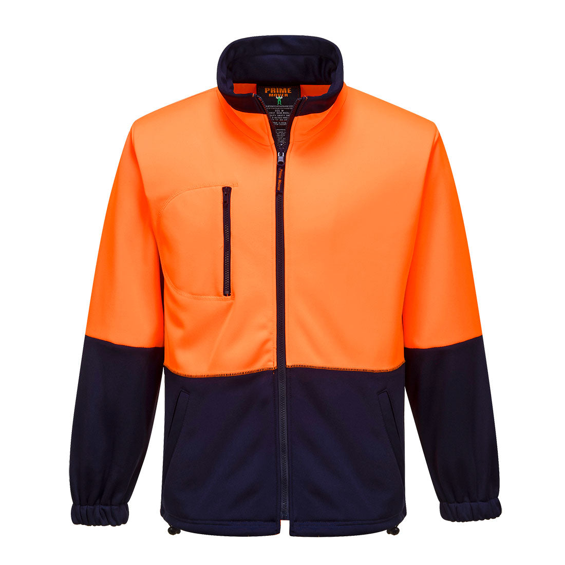 MH315 - Hi-Vis Water Repellent Contrast Zipped Class D Brush Fleece in Orange/Navy