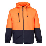 MH317 - Hi-Vis Water Repellent Contrast Zipped Class D Hoodie in Orange/Navy