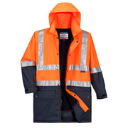 MJ208 - Hi-Vis Polar Fleece Lined Contrast Traffic Jacket in Orange/Navy