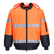 MJ504 - Hi-Vis Contrast Bomber Jacket in Orange/Navy