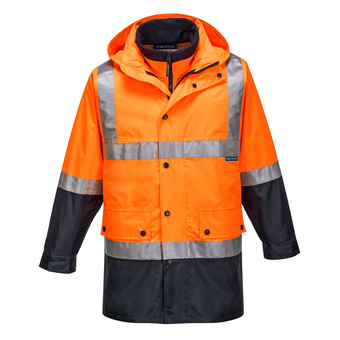 MJ881 - Eyre Hi-Vis 4-in-1 Contrast Jacket in Orange/Navy