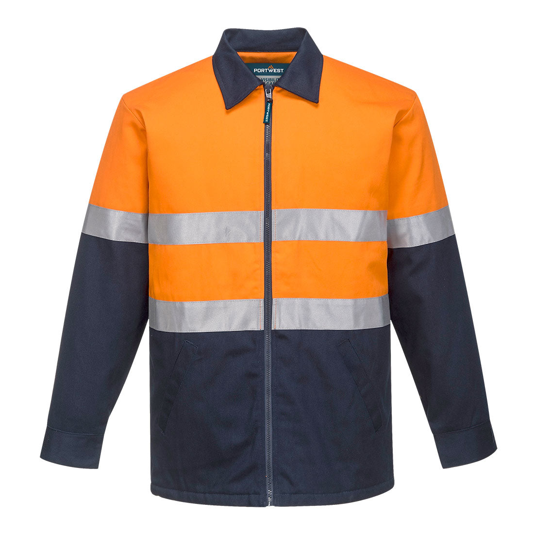 MJ987 - Hi-Vis Contrast Insulated Work Jacket in Orange/Navy