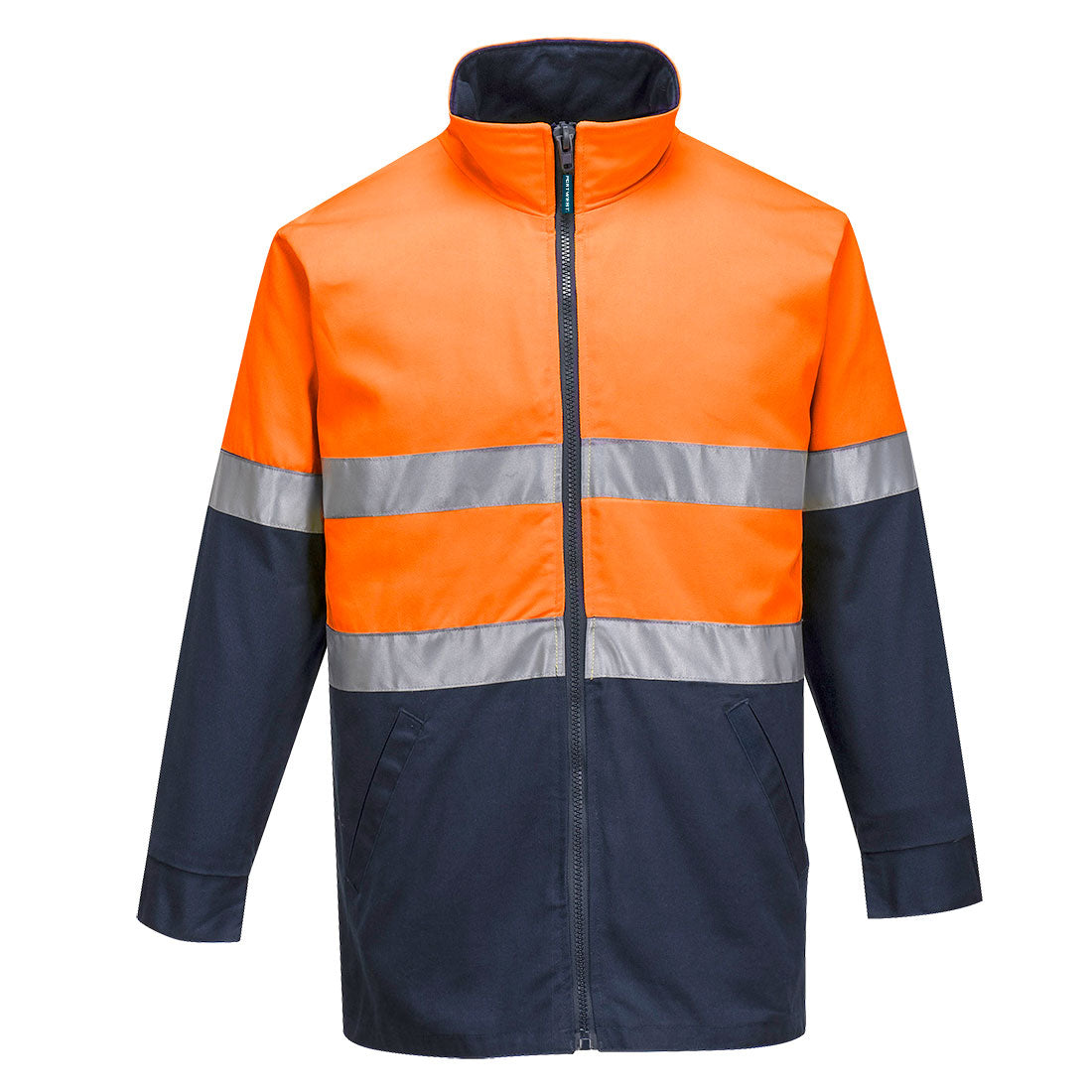 MJ998 - Hume Hi-Vis Contrast Work Jacket in Orange/Navy