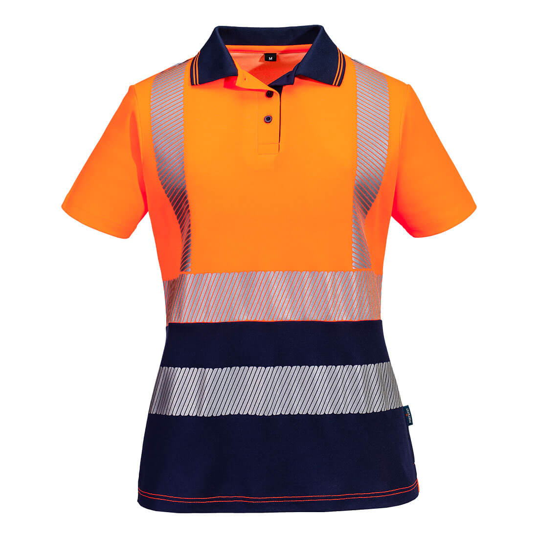 ML210 - Hi-Vis Womens Cotton Comfort Contrast Polo Shirt S/S in Orange/Navy
