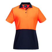 ML211 - Hi-Vis Women's Cotton Comfort Contrast Class D Polo Shirt S/S in Orange/Navy