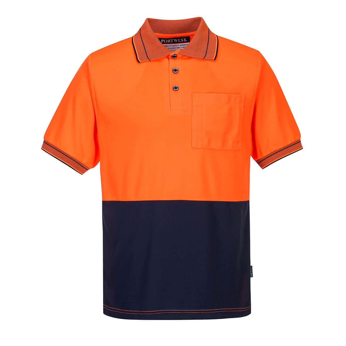 MP110 - Hi-Vis Micro Mesh Polo Shirt S/S in Orange/Navy
