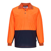 MP113 - Hi-Vis Contrast Class D Polo Shirt L/S in Orange/Navy