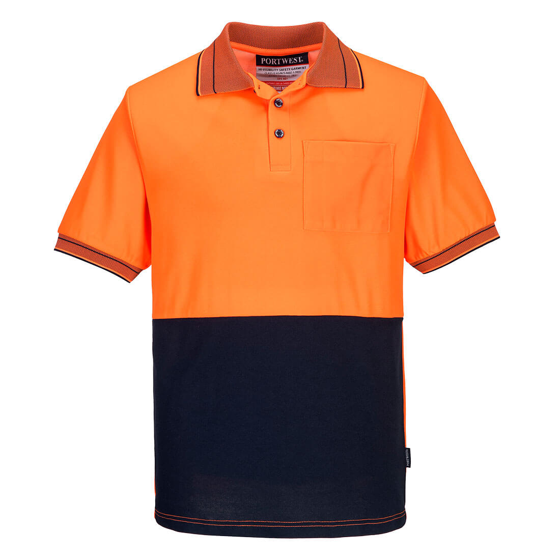 MP210 - Hi-Vis Cotton Comfort Contrast Class D Polo Shirt S/S in Orange/Navy