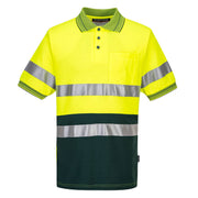 MP310 - Hi-Vis Cotton Comfort Contrast Polo Shirt S/S in Yellow/Green