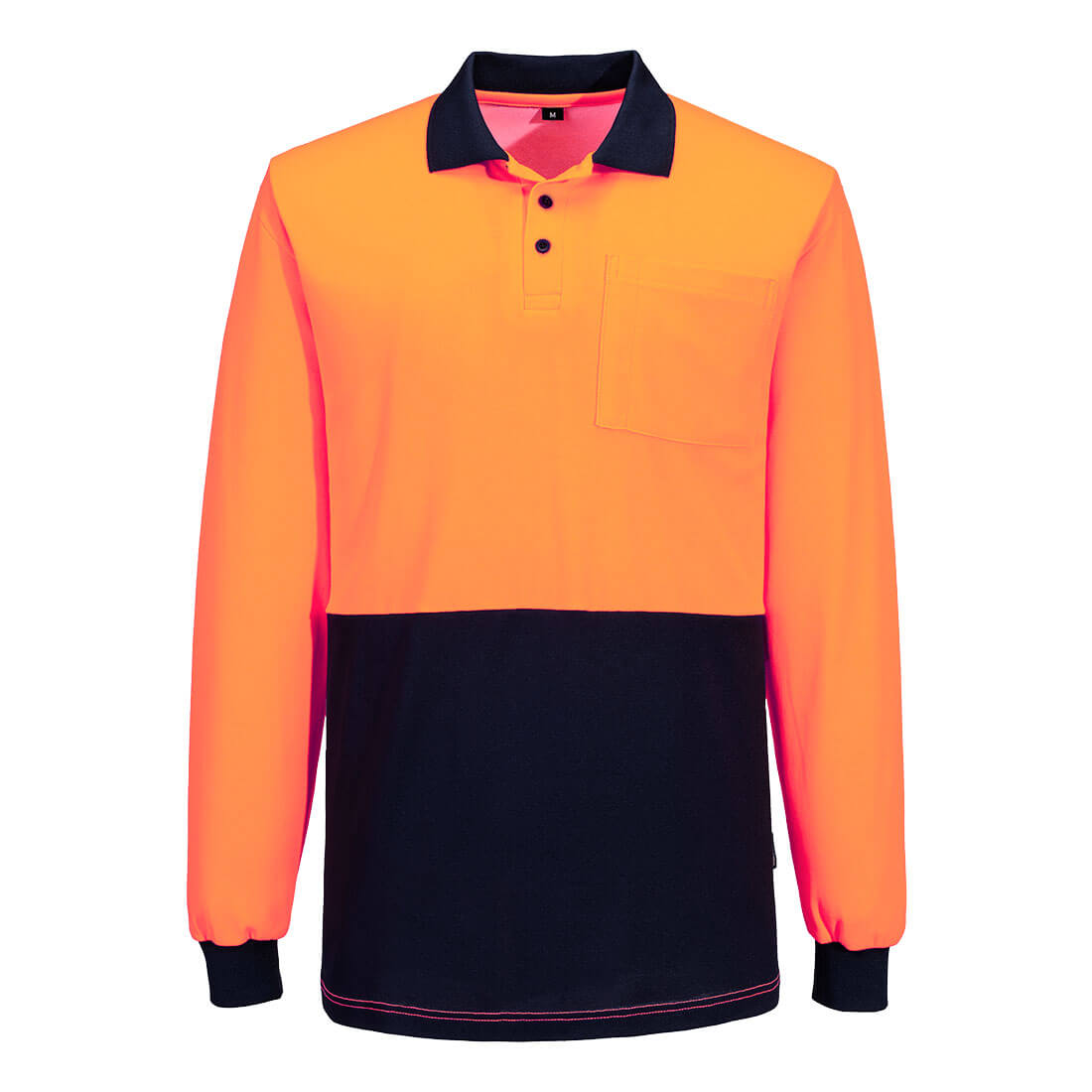 MP414 - Hi-Vis Cotton Comfort Contrast Class D Polo Shirt L/S in Orange/Navy