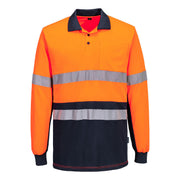 MP613 - Hi-Vis Class D/N Contrast Polo shirt L/S in Orange/Navy