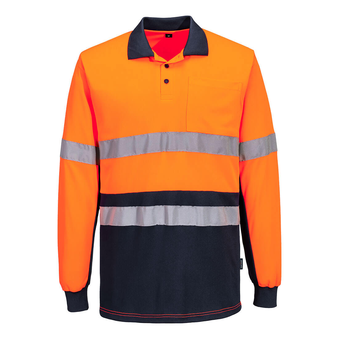 MP613 - Hi-Vis Class D/N Contrast Polo shirt L/S in Orange/Navy