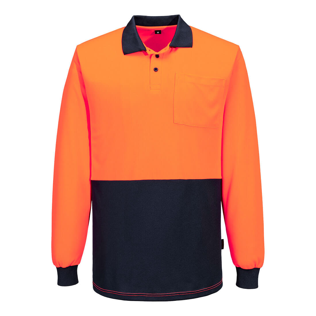MP615 - Hi-Vis Contrast Class D Polo Shirt L/S in Orange/Navy